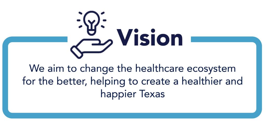 Texicare's Vision Statement: We aim to change the healthcare ecosystem for the better, helping to create a healthier and happier Texas